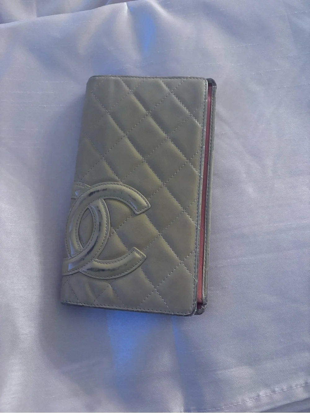 Quilted CC Logo Phone Wallet - Cream